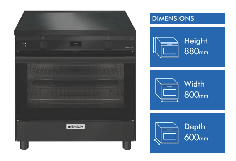 Emilia 80cm Induction Freestanding Cooker - Black