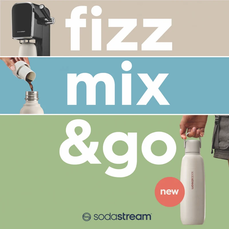 Sodastream 900ml Stainless Steel Fizz And Go Bottle Mint