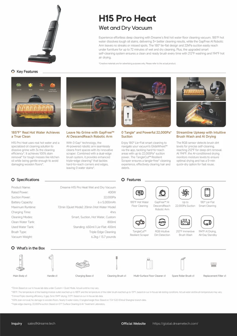 Dreame H15 Pro Heat Wet and Dry Vacuum and Mop in One
