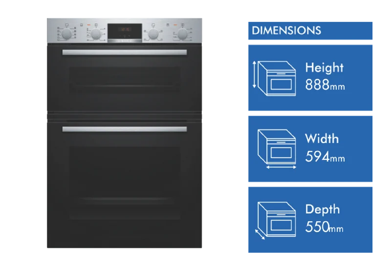 Bosch Series 4 60cm Multifunction Double Oven, Stainless Steel
