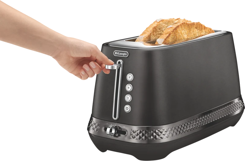 DeLonghi Diadema 2 Slice Long Slot Toaster Brushed Grey