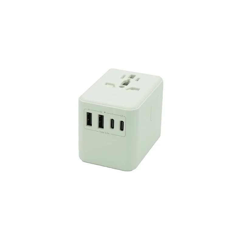 Kolumbus Weltreisestecker 4-in-1 – 150+ Länder, 2x USB-A & 2x USB-C, CE/RoHS