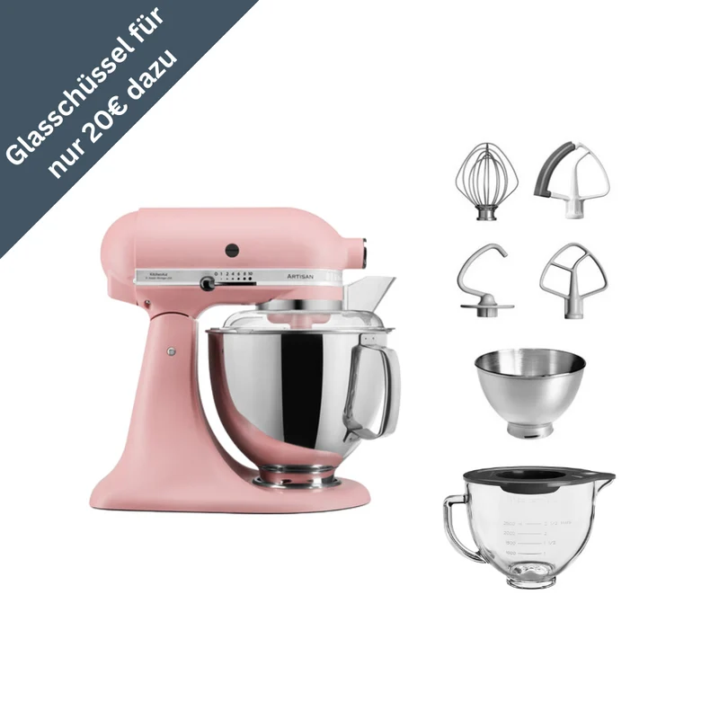 KitchenAid 4,8 L 5KSM175 Artisan Küchenmaschine Glasset mit Glasschüssel