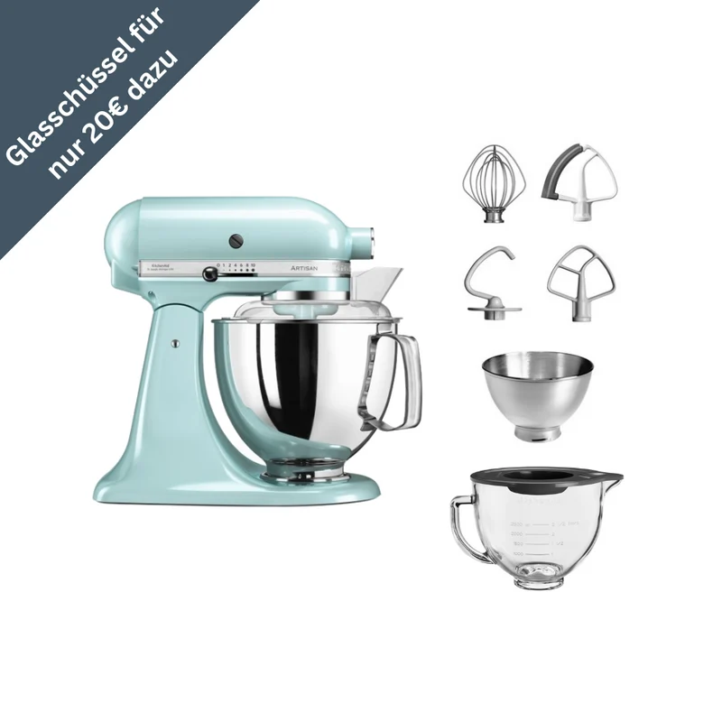 KitchenAid 4,8 L 5KSM175 Artisan Küchenmaschine Glasset mit Glasschüssel