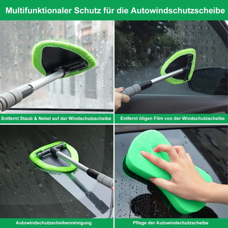 Auto Windschutzscheiben Reiniger SetAuto Windschutzscheiben Reiniger Set – 48 cm, Mikrofaser, Teleskopstiel & Sprühflasche