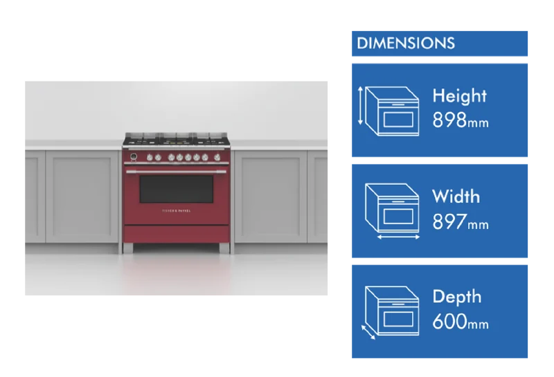 Fisher & Paykel 90cm Series 9 Classic 5 Burner Dual Fuel Pyrolytic Cooker