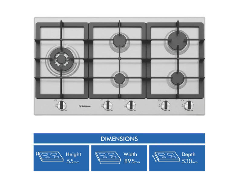 Westinghouse 90cm S/S Gas Cooktop