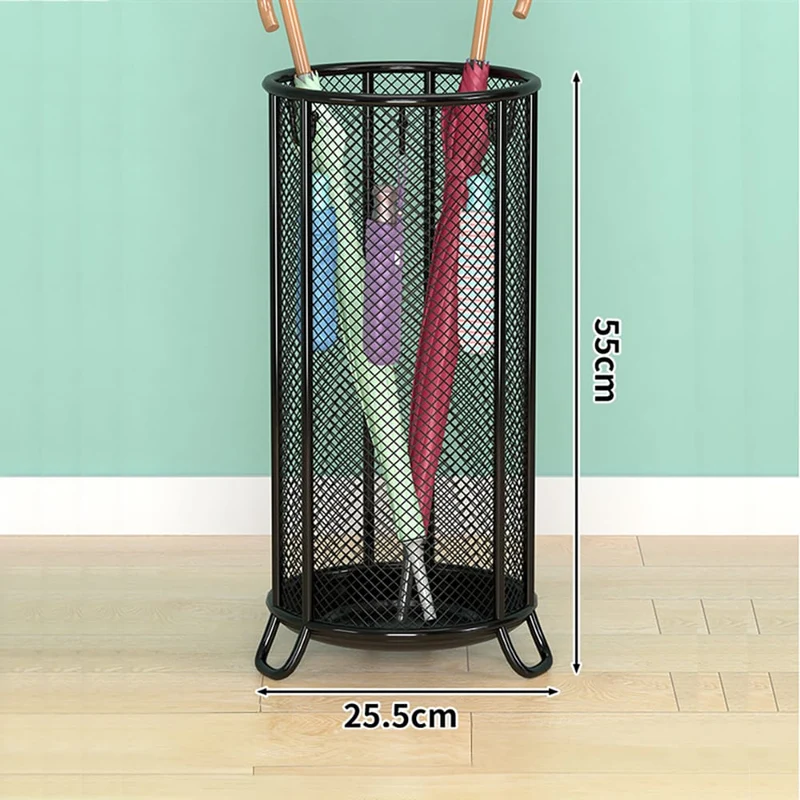Donnini Regenschirmständer – rund, 55x25,5 cm, mit Haken, für Büro & Eingangsbereich
