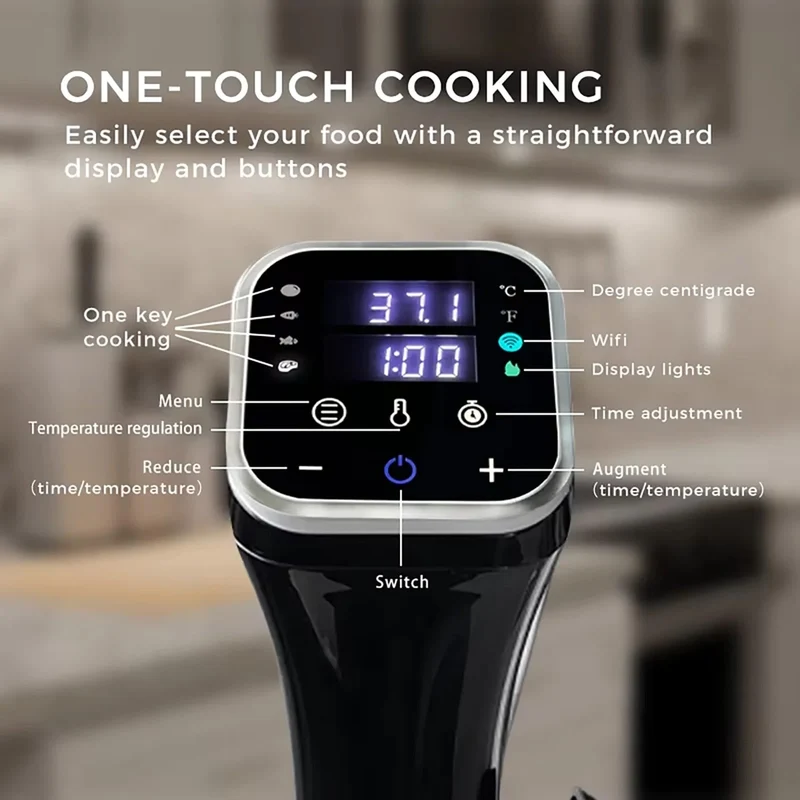 Sous-Vide Garer WiFi – 1100W, ±0,1°C, Edelstahl 304, App-Steuerung, 4–32L