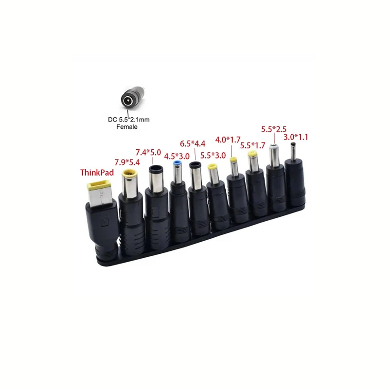 10-teiliges Universal DC Set – 5,5x2,1 mm, verschiedene Hohlstecker, für Laptops & Netzteile