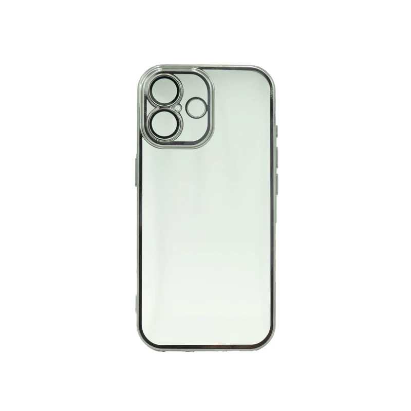 Handyhülle iPhone 17 – silberner Rahmen, transparente Rückseite, Stoss- & Kratzschutz