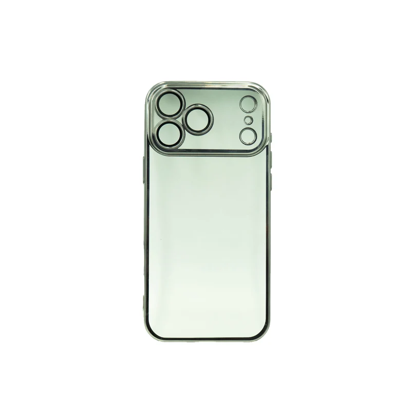 Handyhülle iPhone 17 – silberner Rahmen, transparente Rückseite, Stoss- & Kratzschutz