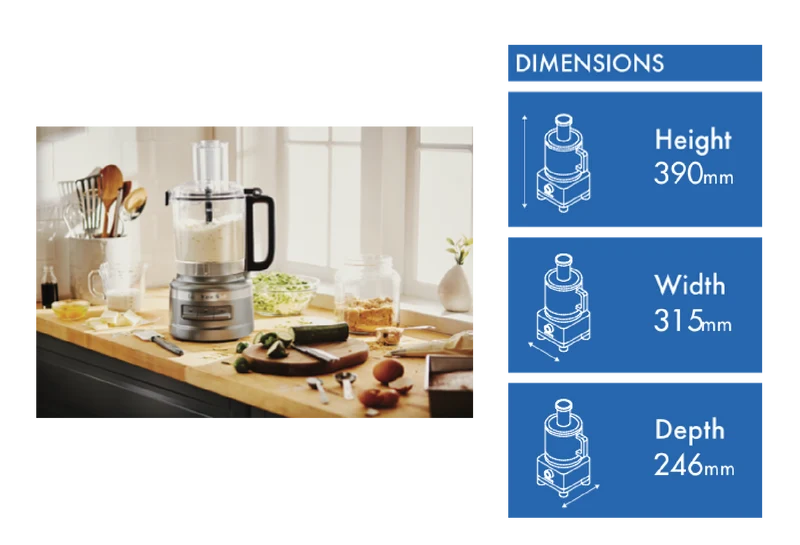 KitchenAid 9 Cup Food Processor Contour Silver