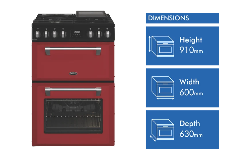 Belling Mini Richmond 60cm Dual Fuel Freestanding Cooker, Chilli Red