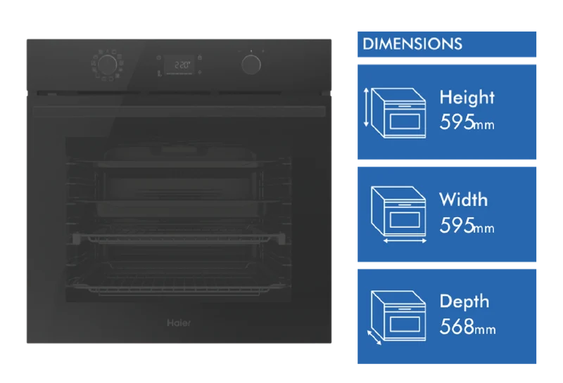 Haier 60cm 500 Series Built In Oven 12 Function Self Cleaning Airfry Steam Assist