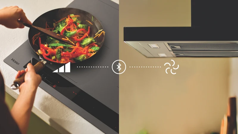 Haier 500 Series 90cm Induction Cooktop, 5 Zone Flexi Zone, Grey Glass