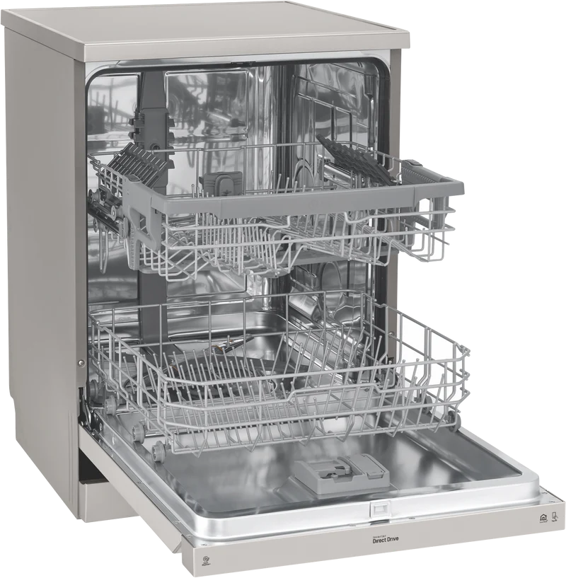 LG 60cm 14 Place QuadWash Freestanding Dishwasher, Platinum Steel