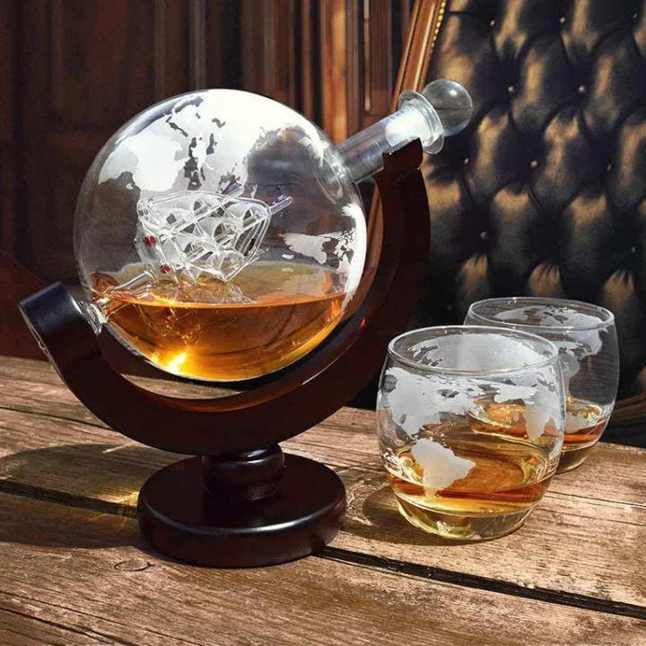 Globus Decanter Set – Karaffe 850ml, inkl. Gläser, für Whisky & Spirituosen, Bar & Hotel