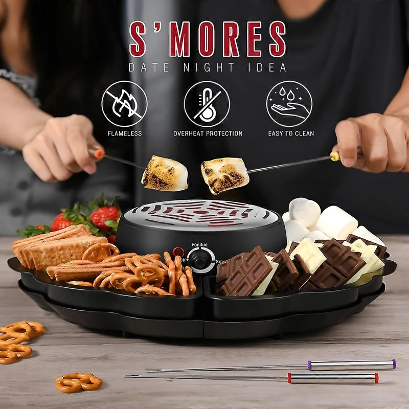 Elektrischer S'mores-Maker – 2-in-1, 280W, 4 Röstgabeln, flammenlos, für Event & Gastronomie