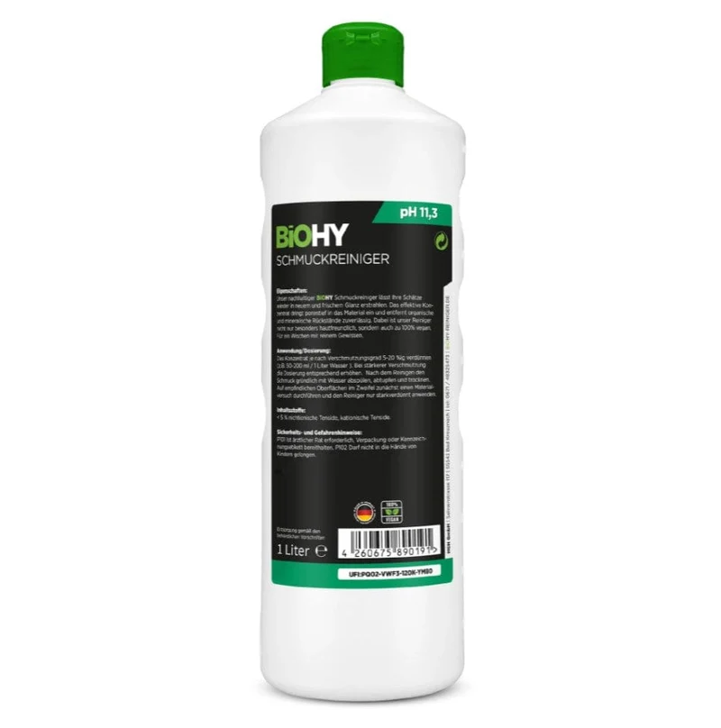 BiOHY Schmuckreiniger – 1L Konzentrat, vegan, mikroplastikfrei, für Gold, Silber & Edelstahl