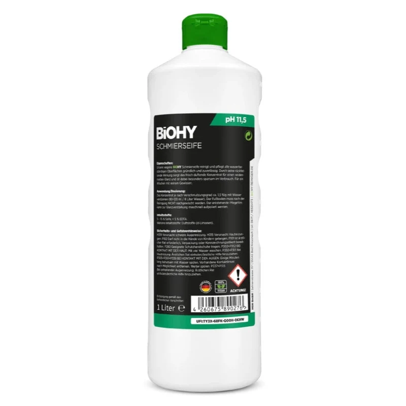 BiOHY Schmierseife – 1L, vegan, mikroplastikfrei, für Stein, Keramik & professionelle Reinigung