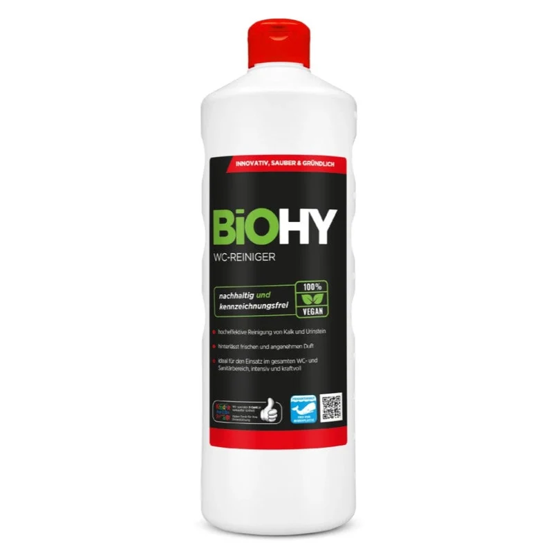 BiOHY WC-Reiniger – 1L Konzentrat, vegan, gelartig, für Sanitärbereich, Sprühsysteme & Hotellerie