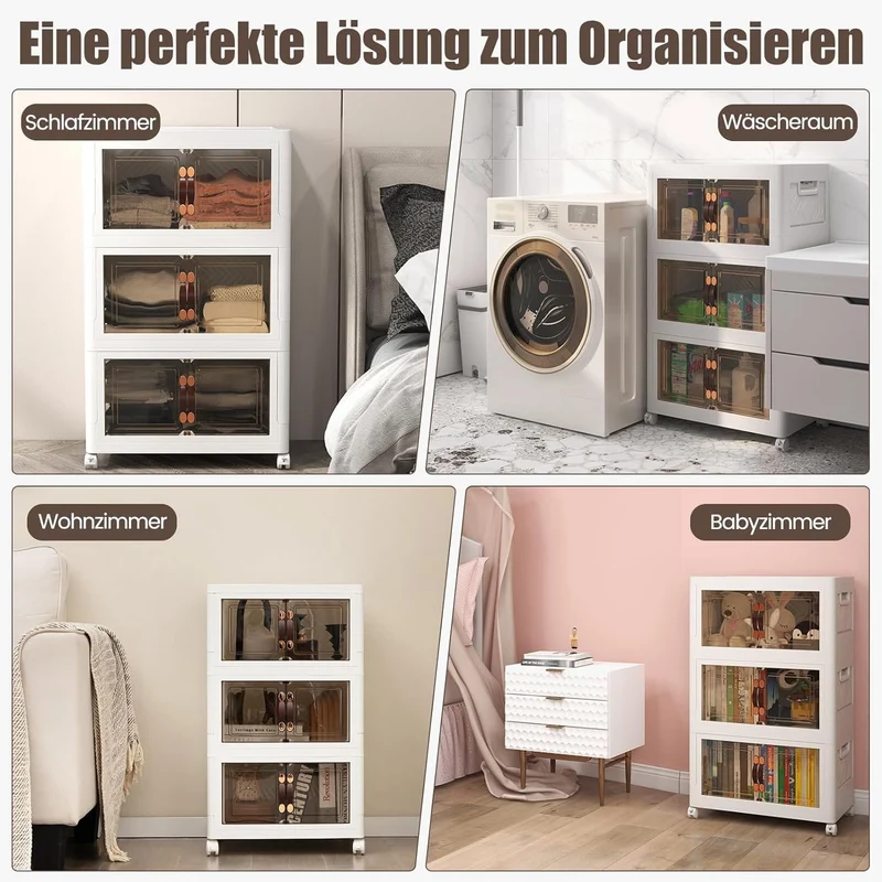 Stapelbare Aufbewahrungsbox mit Türen (2-er Set)
