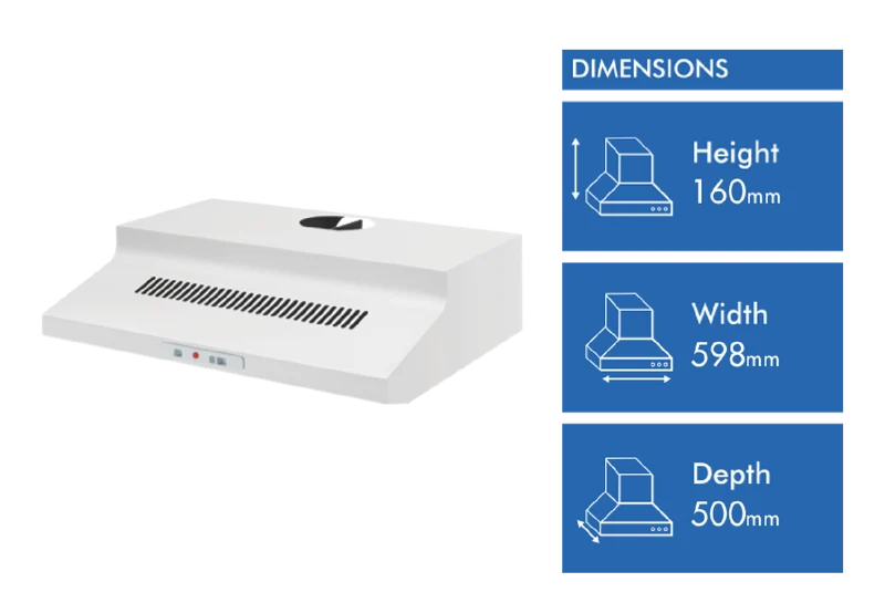 Chef 60cm Fixed Rangehood, White