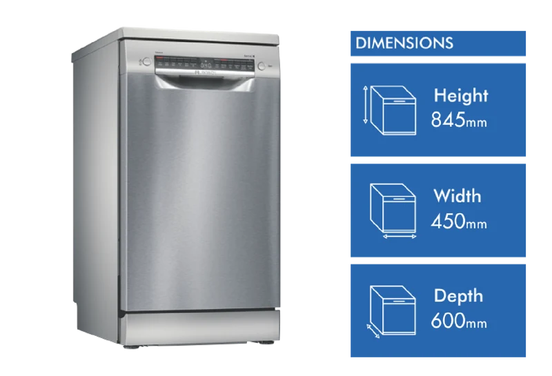 Bosch Series 6 45cm Freestanding Dishwasher, Brushed Steel