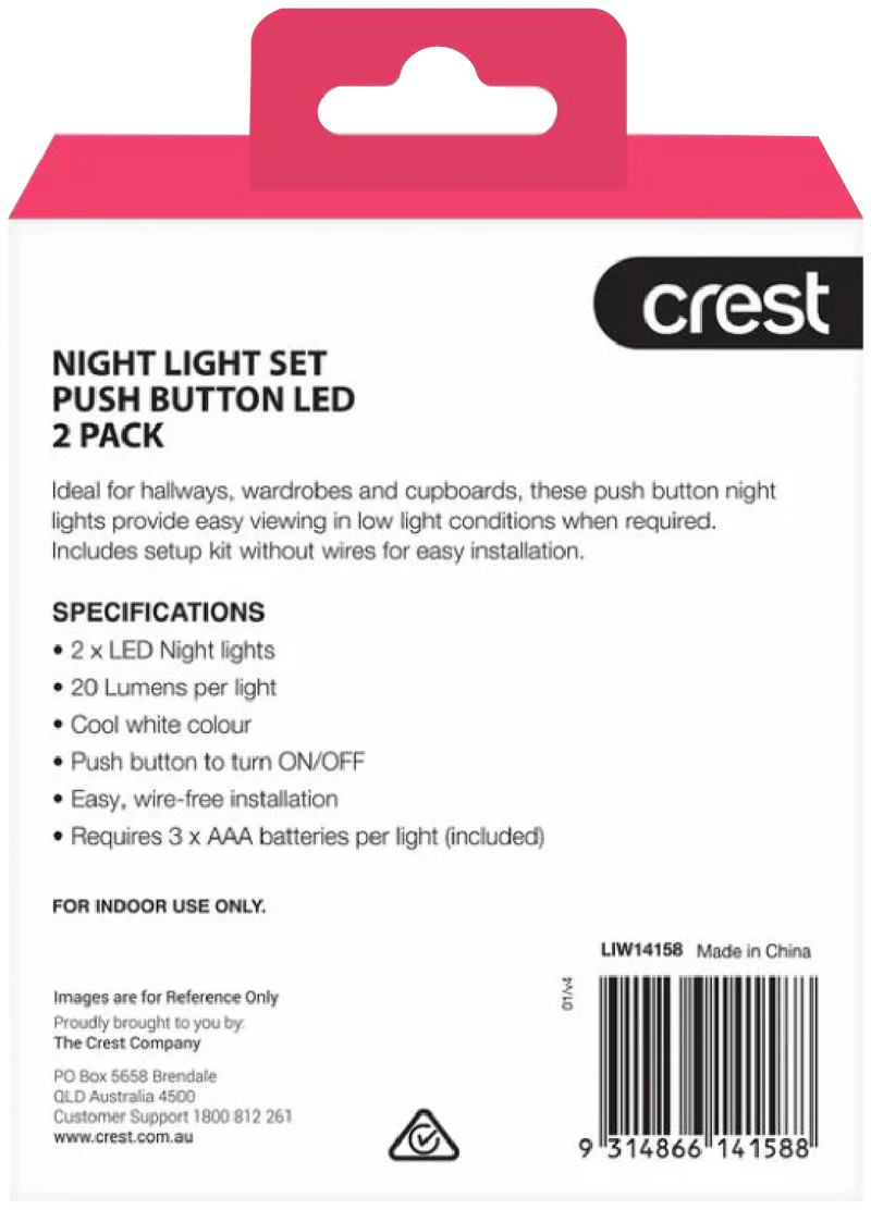 Crest Compact Push Light - 2 Pack