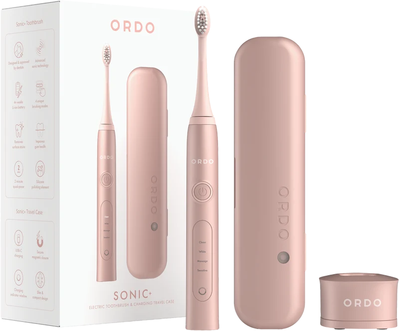 Ordo Sonic Plus Toothbrush And Charging Case Bundle Rose Gold