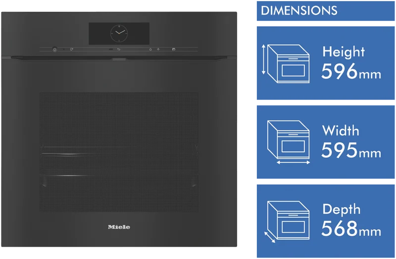 Miele 60cm Handleless Pyrolytic Oven with Moisture Plus and FoodView Integrated Camera Obsidian Black