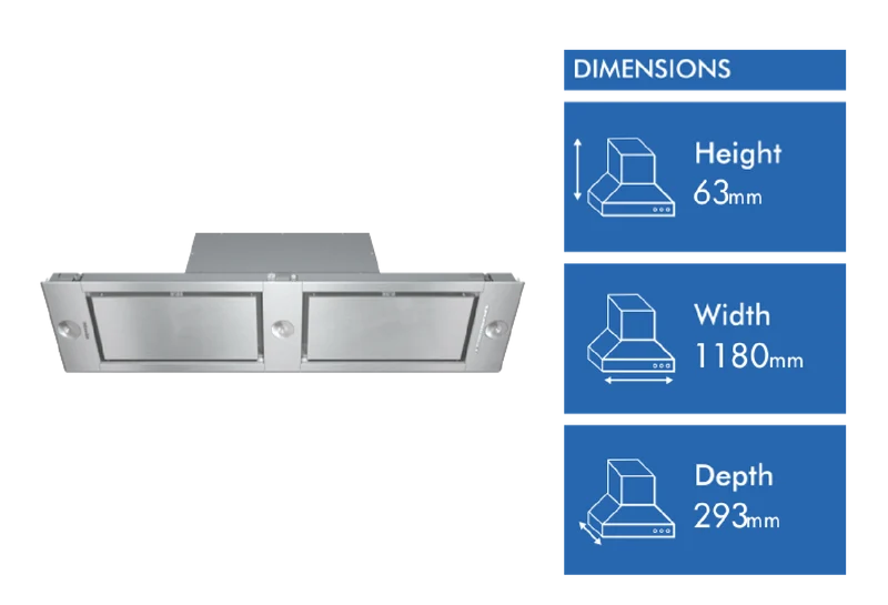 Miele 118cm Undermount Vented Rangehood, Stainless Steel