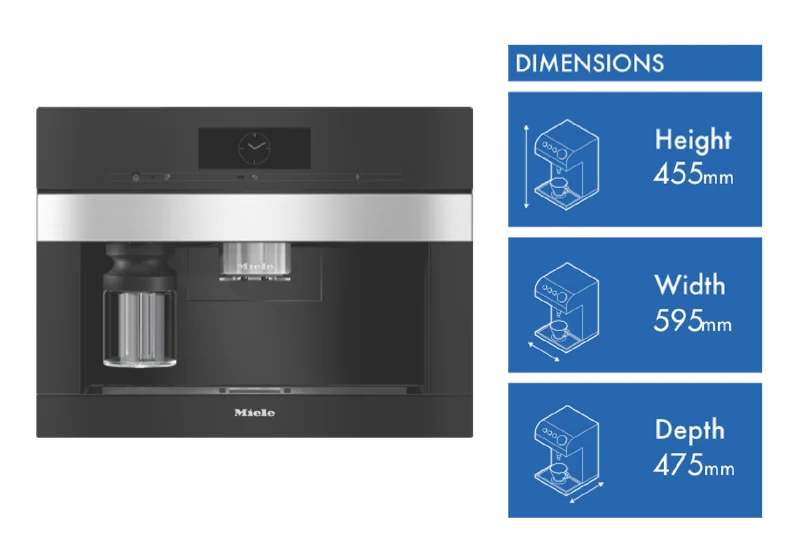 Miele 45cm Built-In Coffee Machine with AutoDescale and 3 Bean Containers CleanSteel