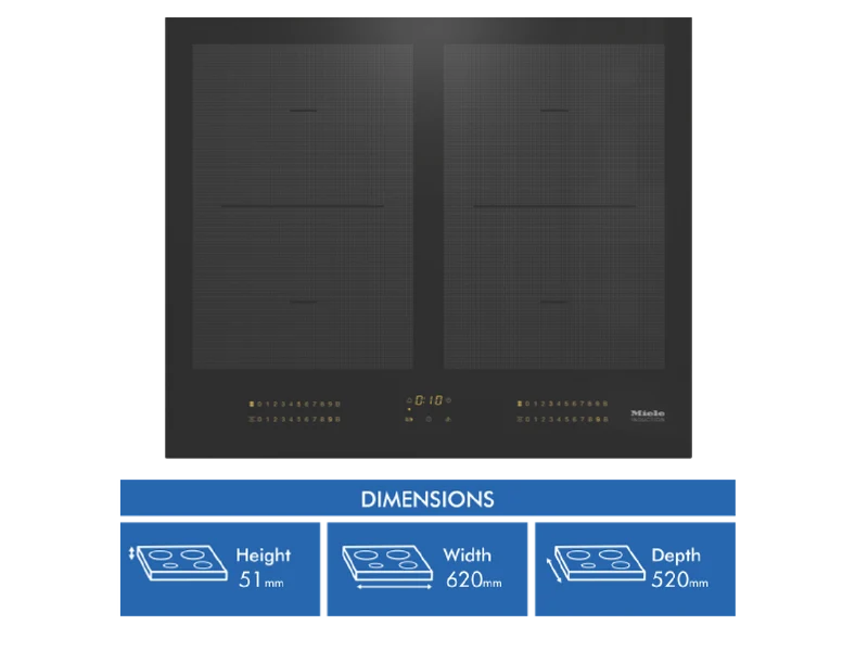 Miele 62cm Induction Cooktop with 2 PowerFlex Cooking Zones and Wi-Fi Connectivity