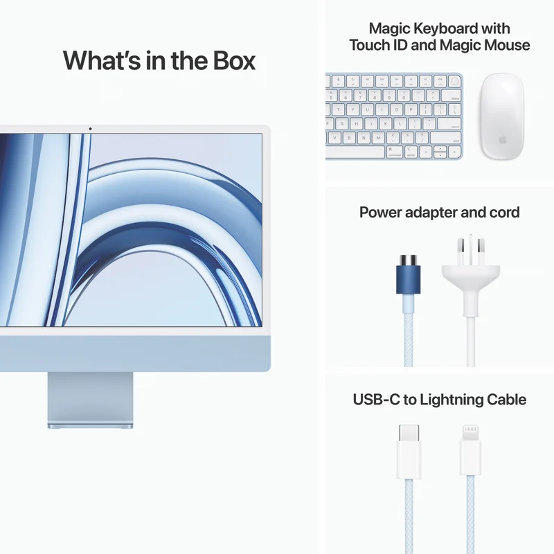 Apple iMac 24" Retina 4.5K Display with M3 chip 10-core GPU 256GB Blue
