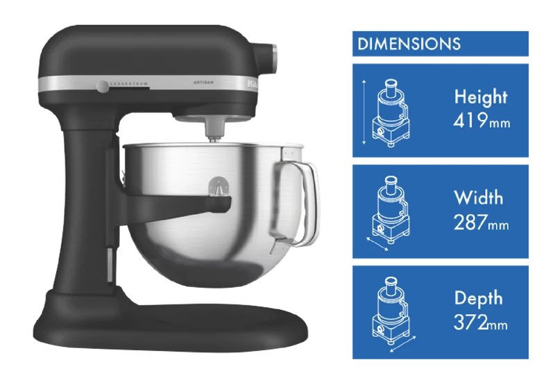 KitchenAid 6.6L Artisan Bowl Lift Mixer Cast Iron Black