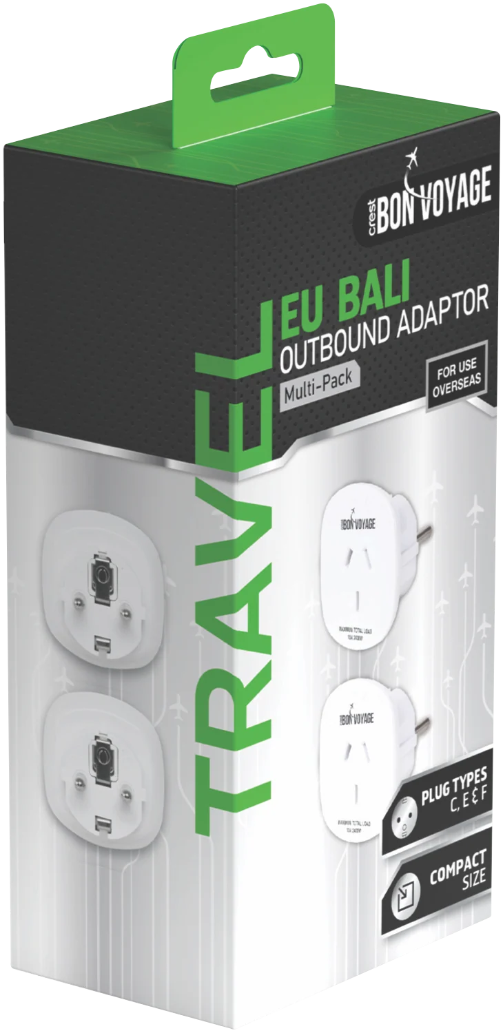Bon Voyage Travel Adaptor Australia to Europe (2 Pack)