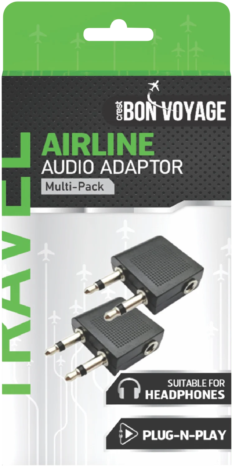 Bon Voyage Headphone Airline Adaptor (2 Pack)