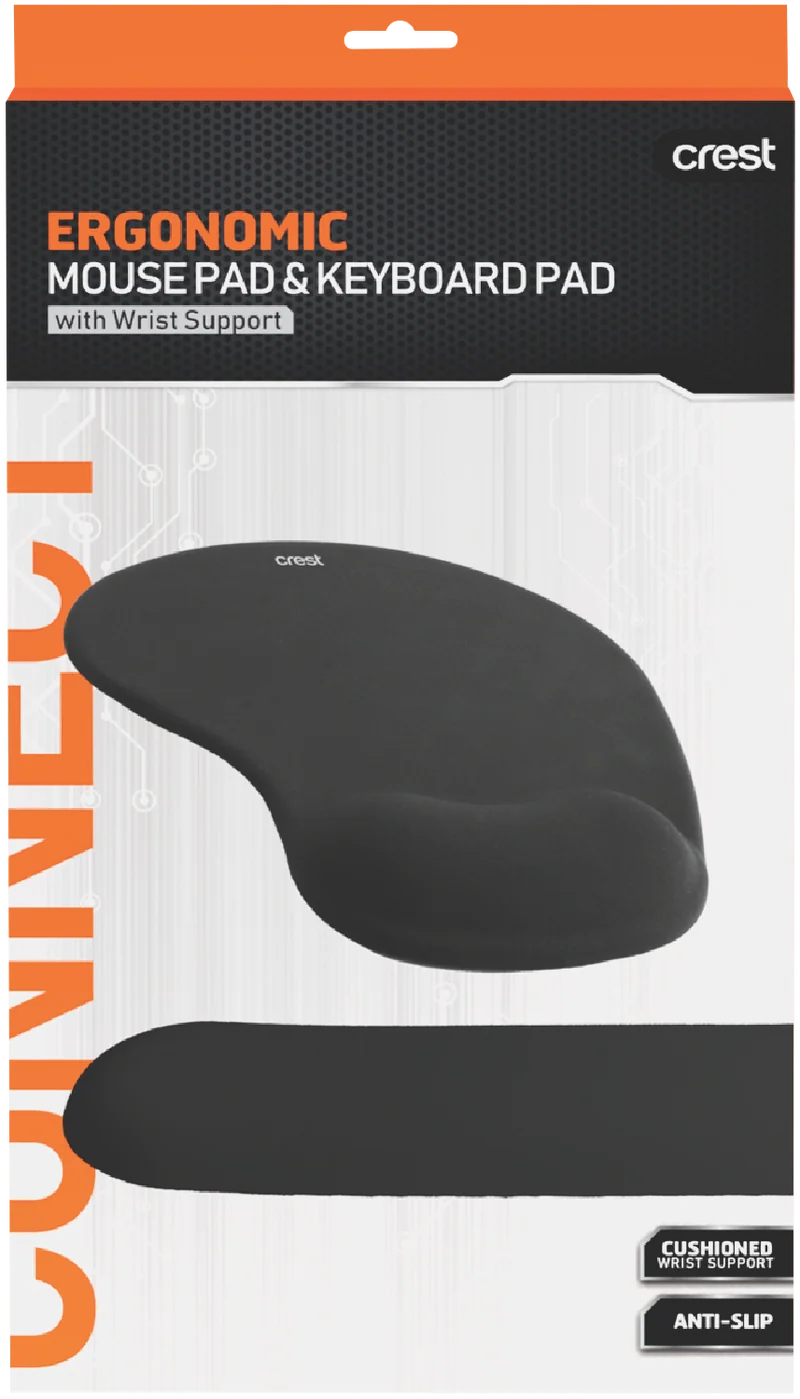 Crest Ergonomic Keyboard & Mouse Pad (Black)