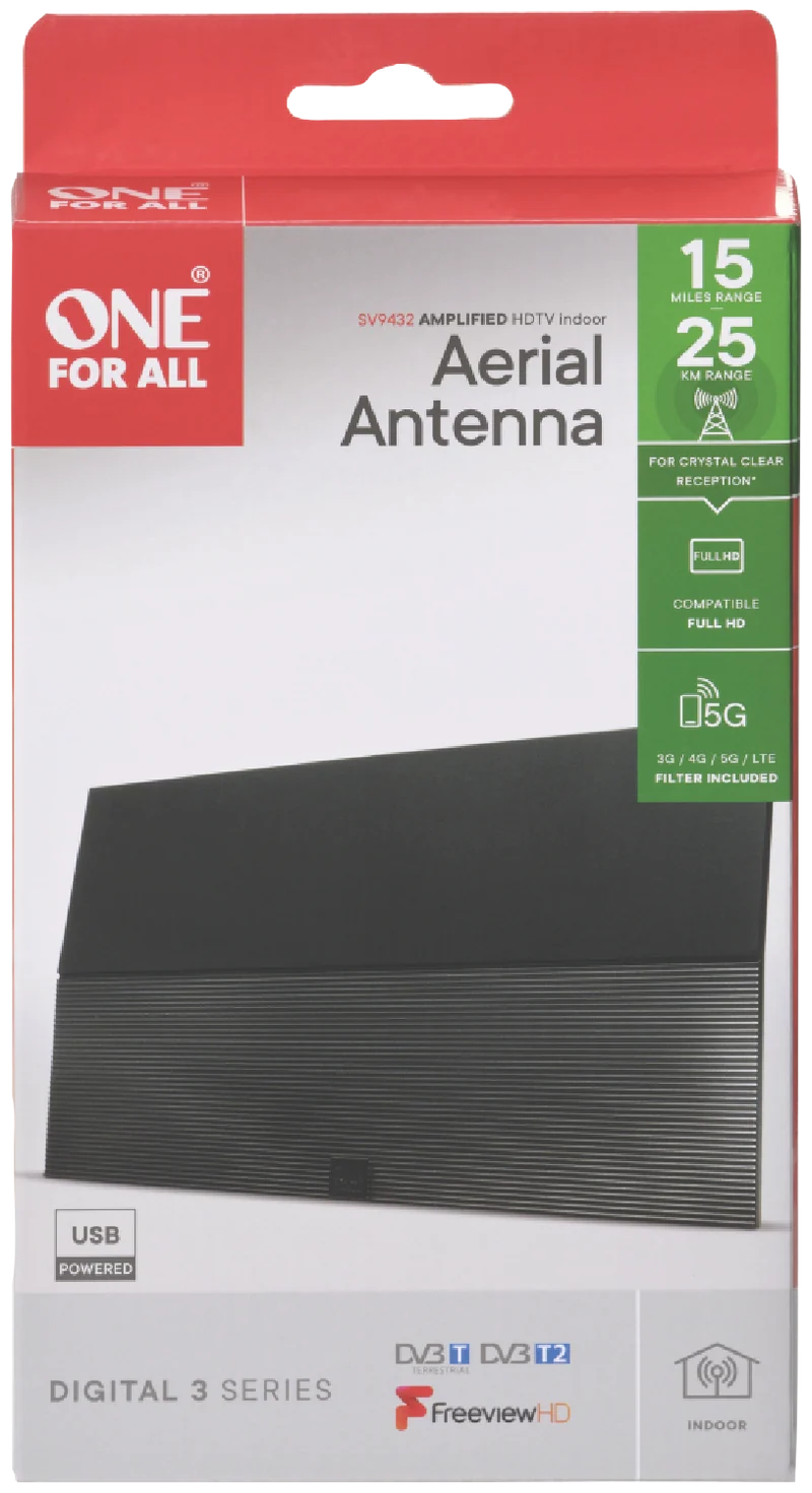 One For All Amplified indoor digital antenna (0-25km range)
