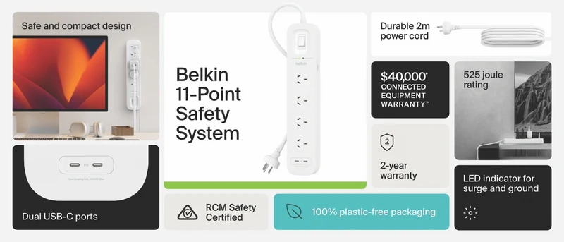 Belkin SurgePro 4-Outlet Surge Protector with Dual USB-C