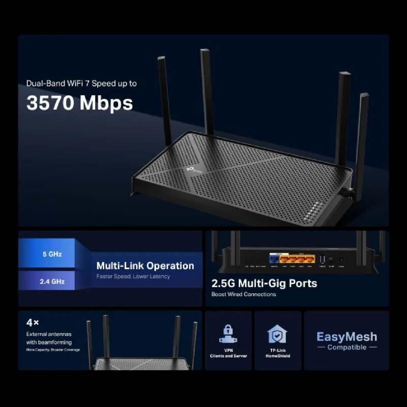 TP-LINK BE3600 Dual-Band Wi-Fi 7 Router