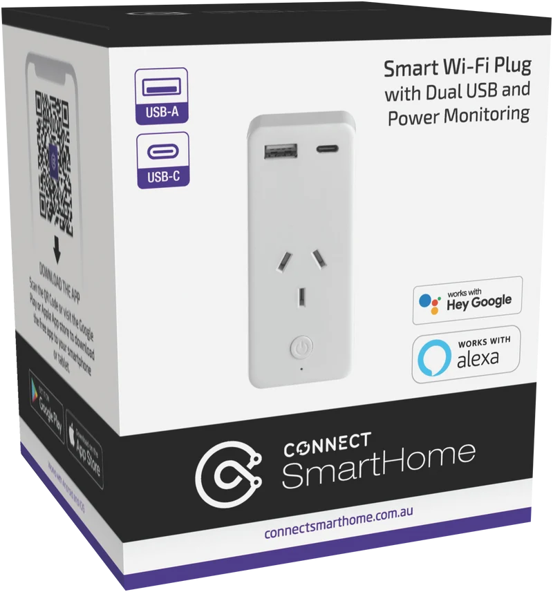 Connect SmartHome Smart Wi-Fi Plug with Dual USB Ports