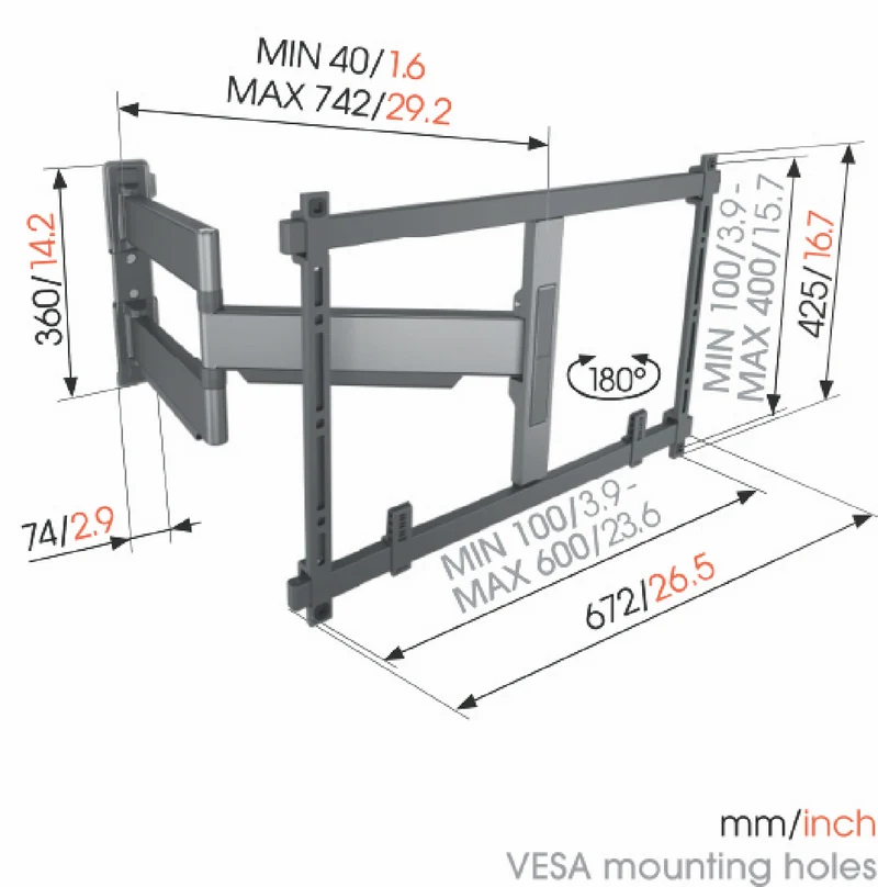 Vogels Ultra-Slim Elite Full Motion+ TV Wall Bracket - Extra Large (55-100")