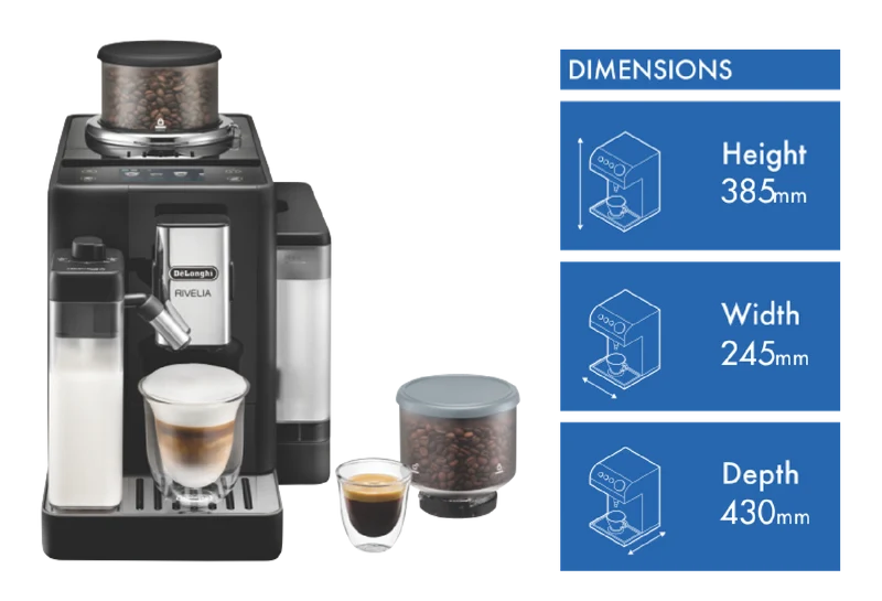 DeLonghi Rivelia Fully Automatic Coffee Machine Black