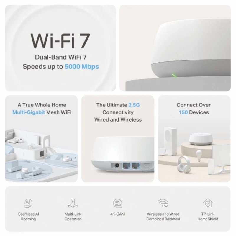 TP-LINK Deco BE5000 Whole Home Mesh Wi-Fi 7 System (3-pack)