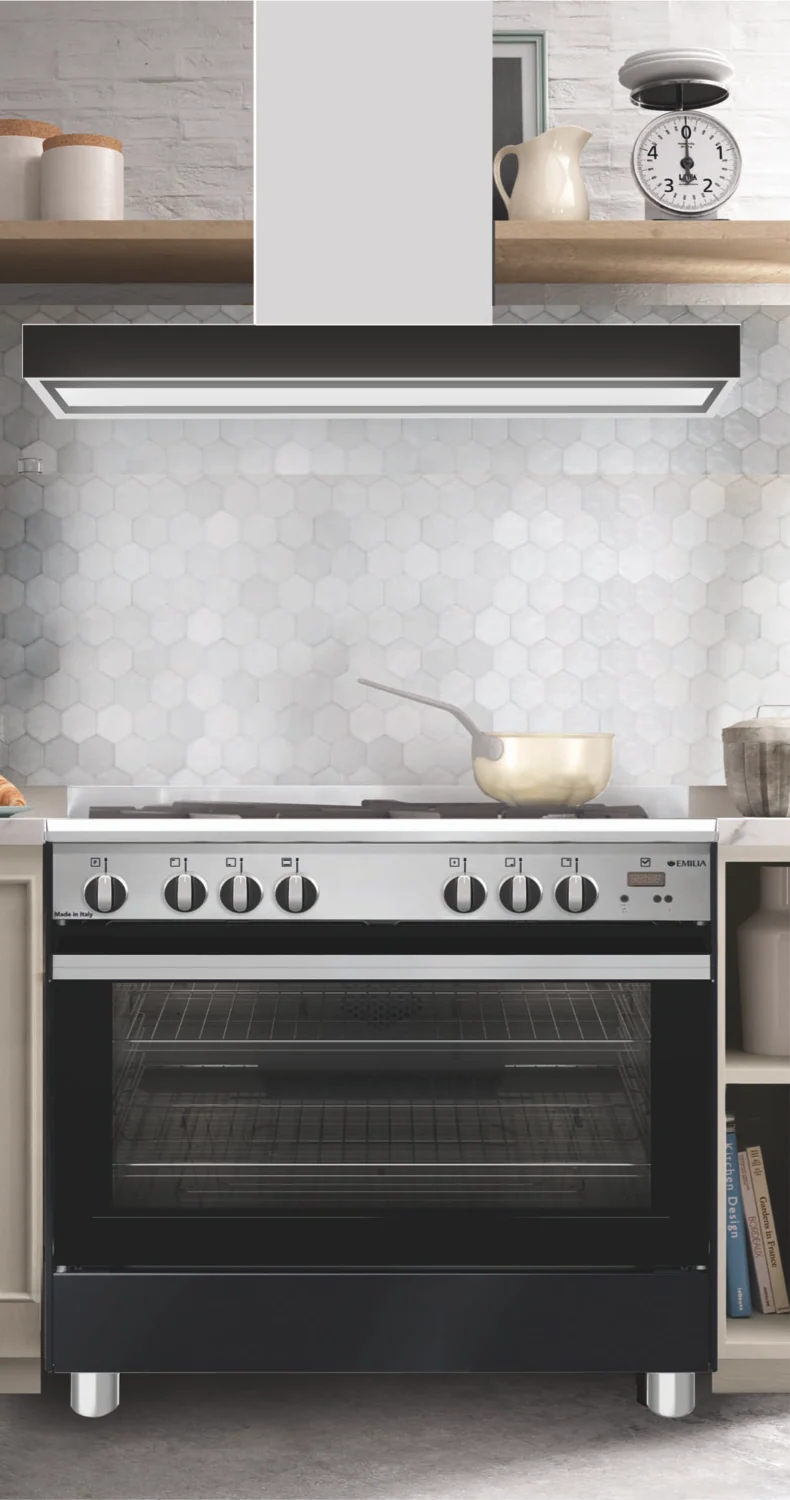 Emilia 90cm Square Profile Canopy Rangehood, Stainless Steel