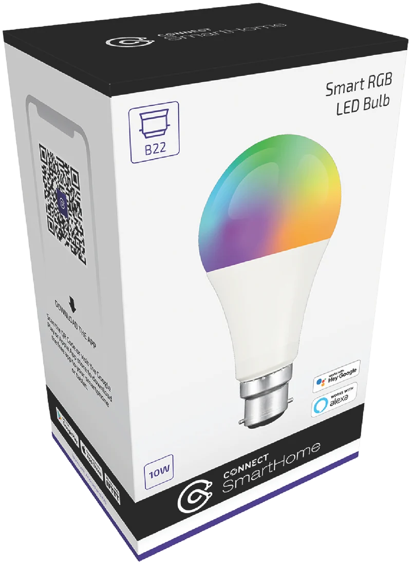 Connect SmartHome 10W Multi-colour Smart Light Bulb (B22)