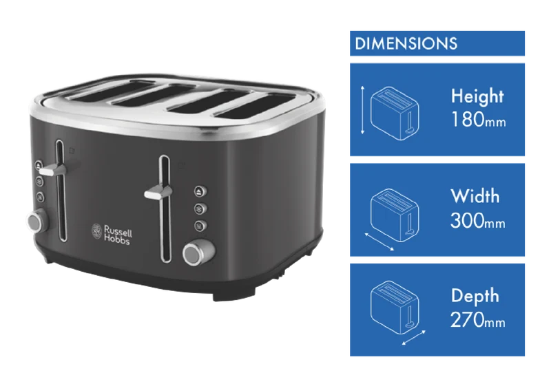 Russell Hobbs Legacy 4 Slice Toaster - Charcoal